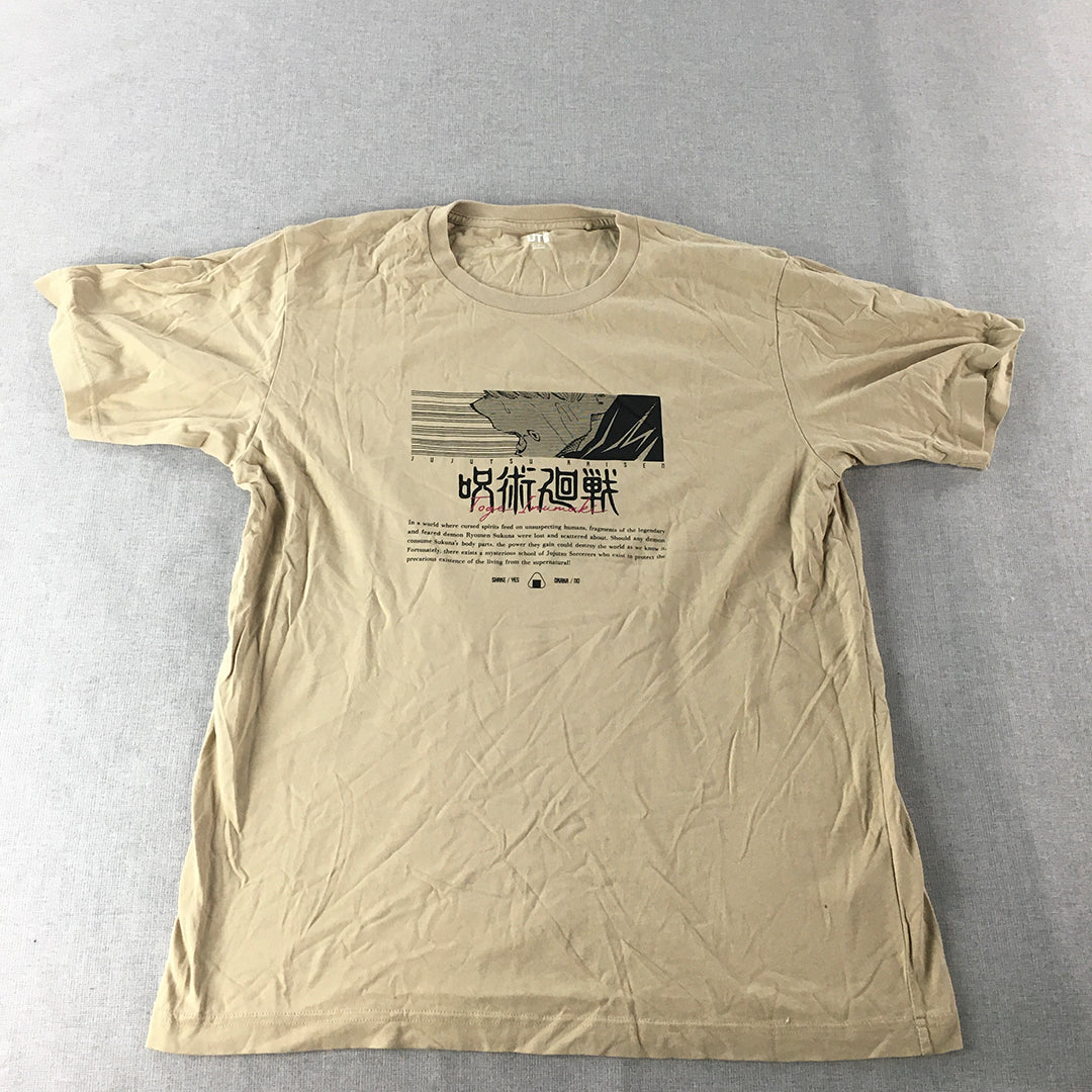 Uniqlo UT x Jujutsu Kaisen Mens T-Shirt Size M Brown Anime Manga Short Sleeve