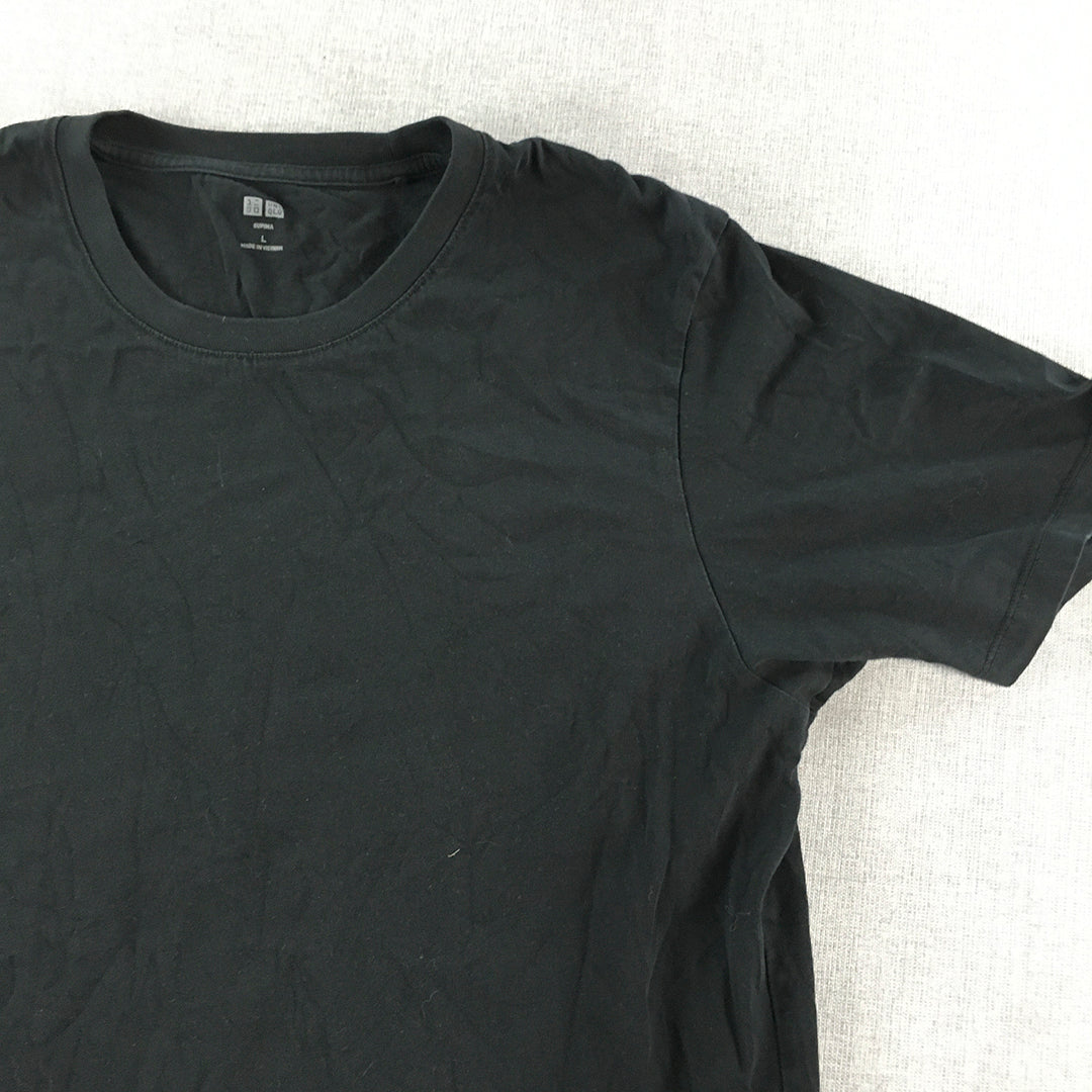 Uniqlo Mens T-Shirt Size L Black Crew Neck Short Sleeve Tee