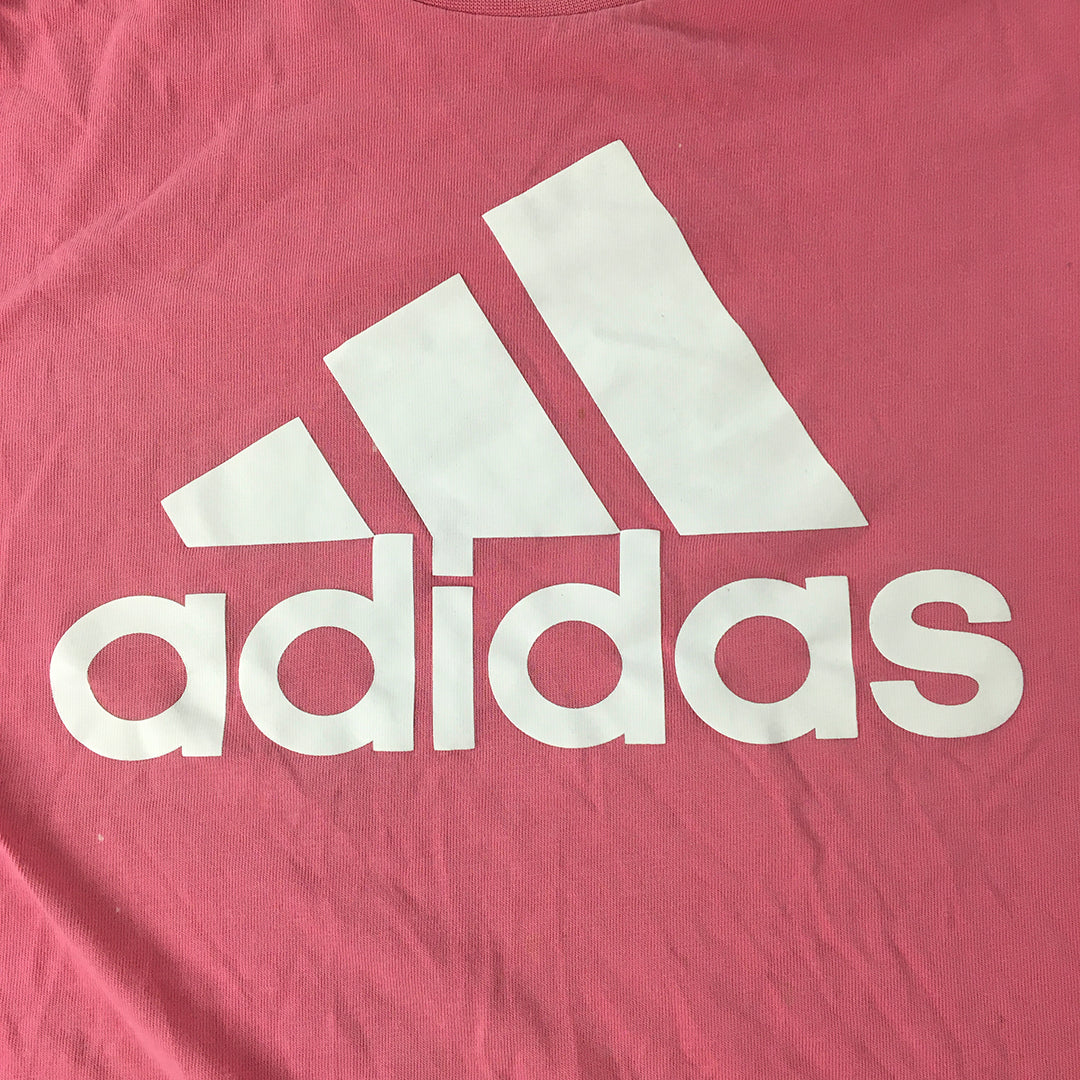 Adidas Womens T-Shirt Size M Pink Big Logo Short Sleeve Top