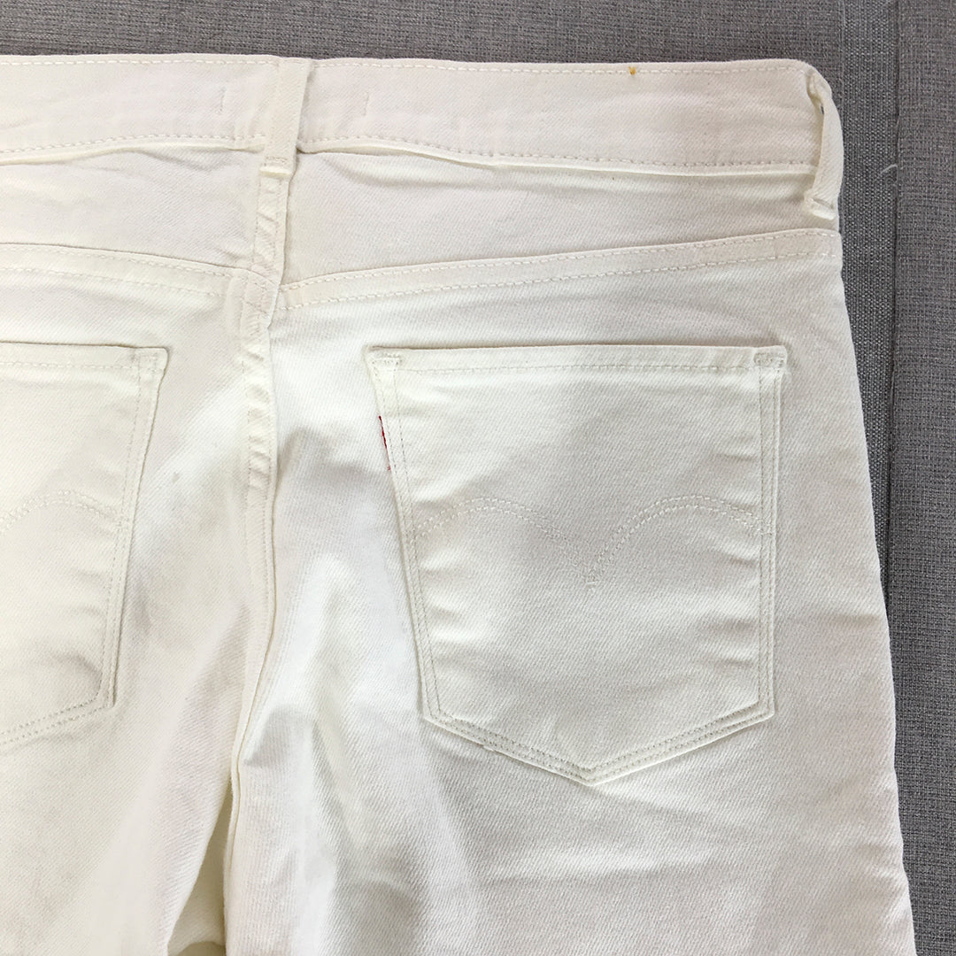 Levi's Womens Knee Length Shorts Size 26 White Denim Slim Fit