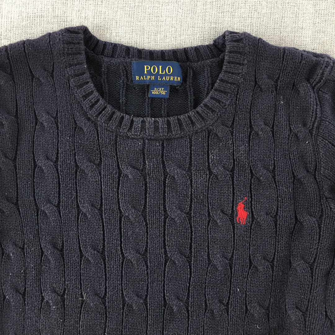 Polo Ralph Lauren Kids Boys Cable Knit Sweater Size 3 Toddler Navy Blue