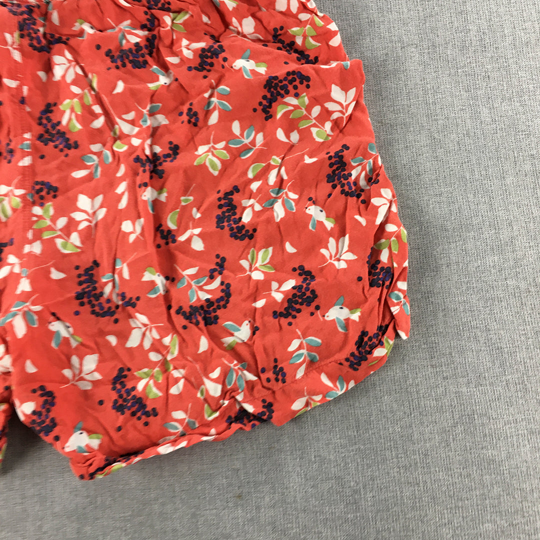 Uniqlo Womens Shorts Size L Red Floral Drawstring Elastic Waist