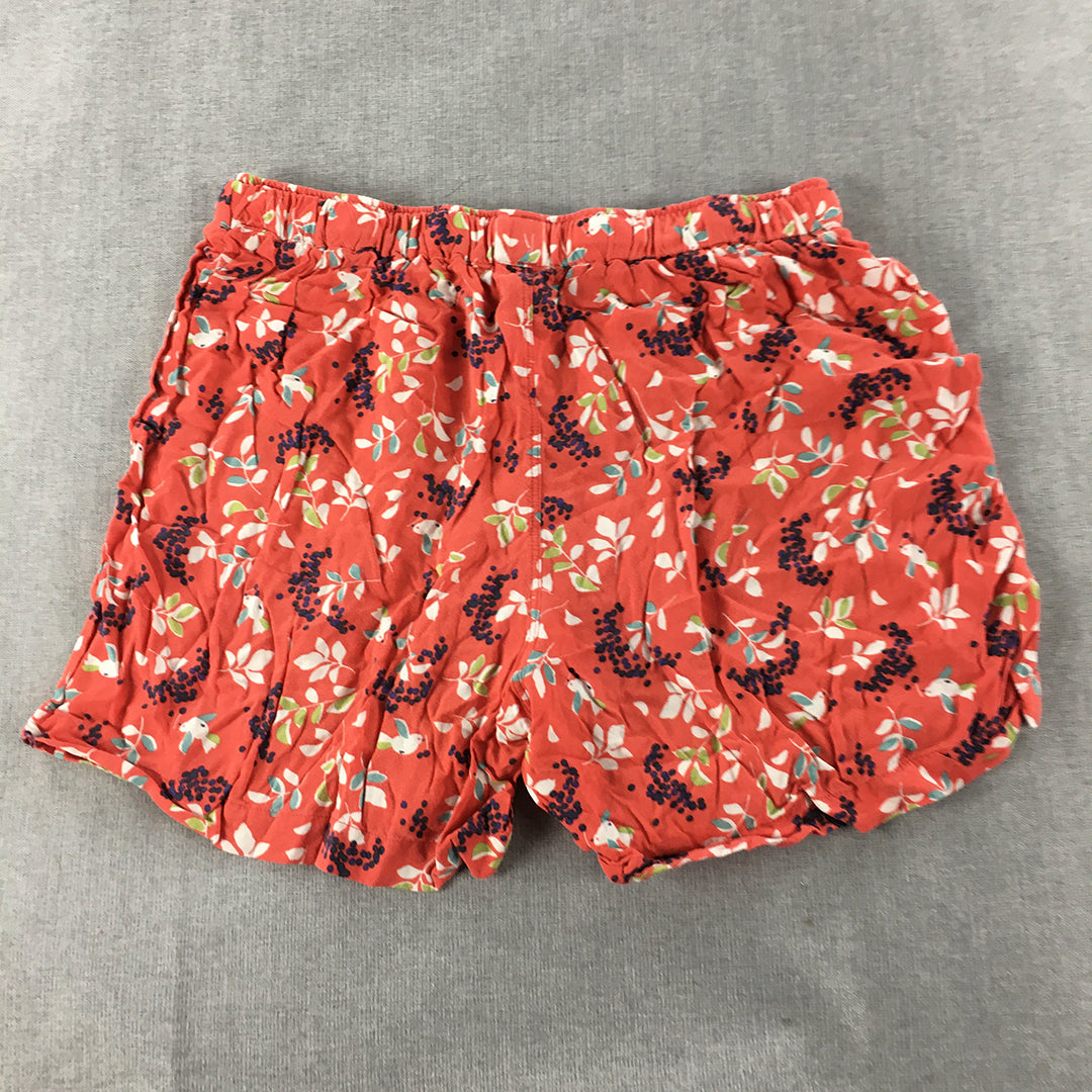 Uniqlo Womens Shorts Size L Red Floral Drawstring Elastic Waist