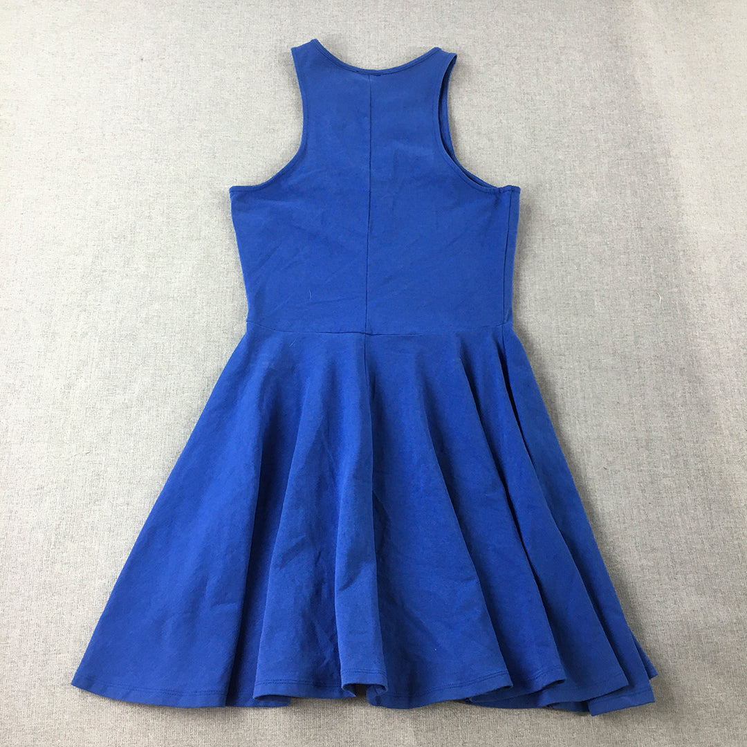 Bardot Womens Mini Dress Size 10 Blue Fit & Flare Sleeveless Stretch