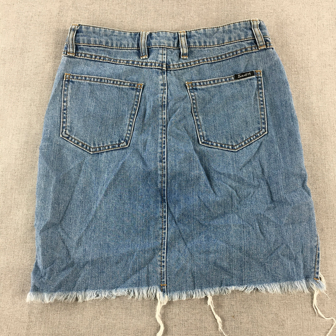 Bardot Womens Denim Skirt Size 10 Blue Raw Hem Mini