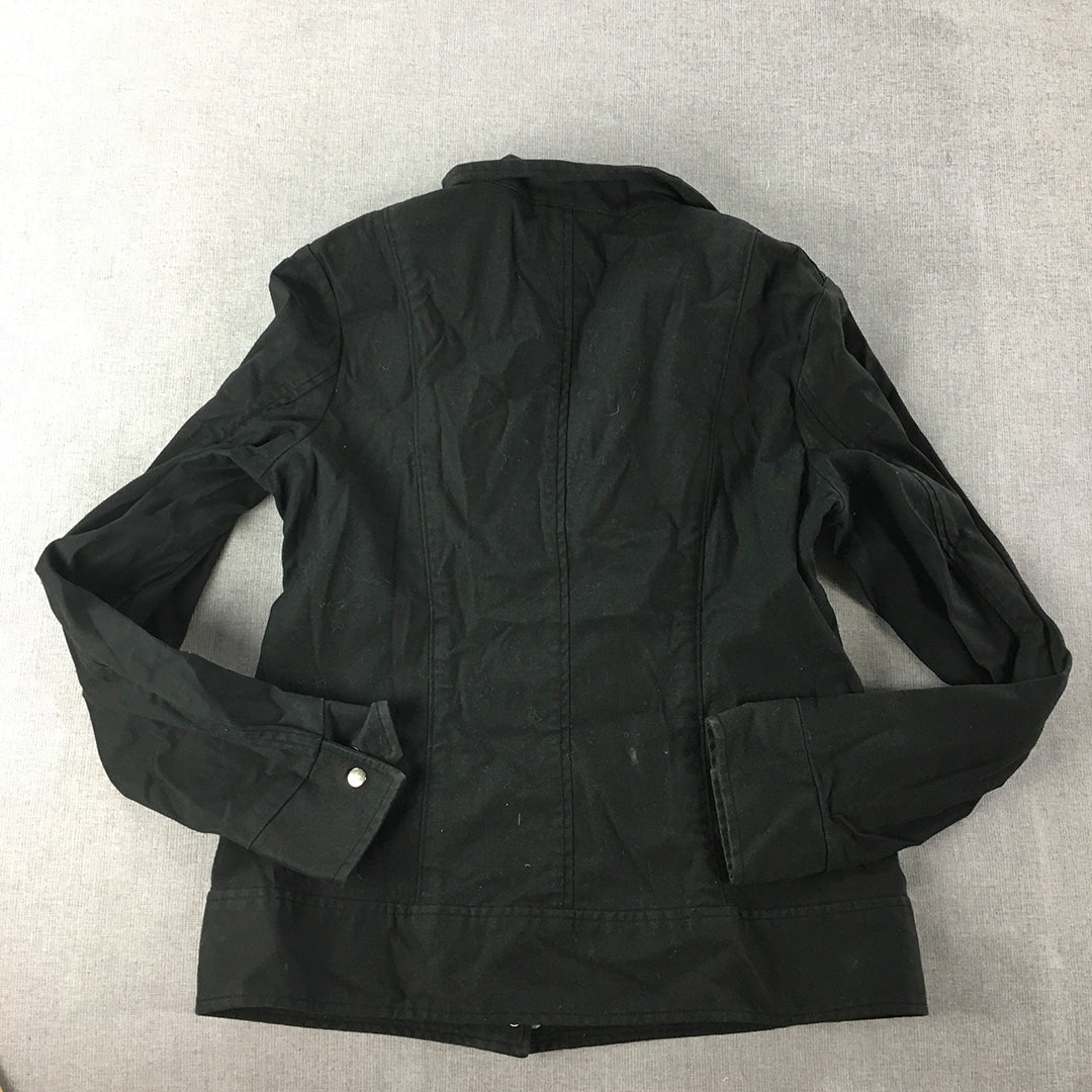 Giordano Khakis Womens Jacket Size M Black Zip-Up Pockets Coat