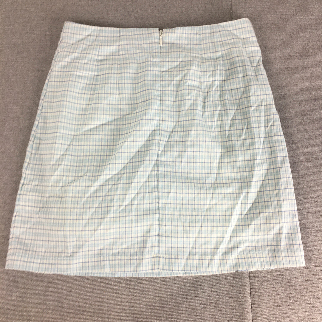 Ghanda Womens Mini Skirt Size S Blue Checkered A-Line