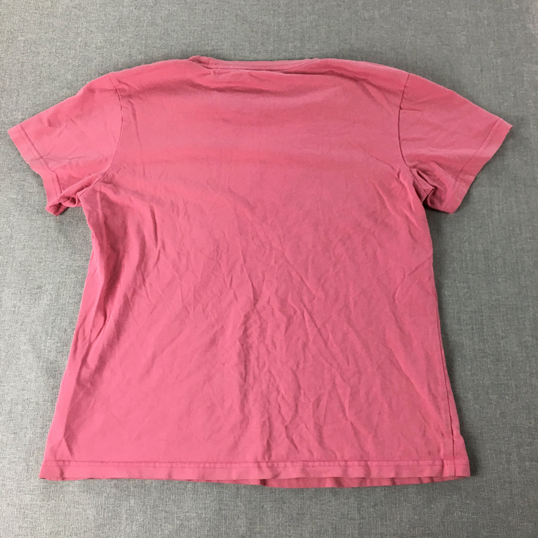 Adidas Womens T-Shirt Size M Pink Big Logo Short Sleeve Top