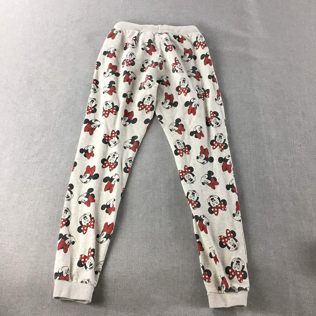 Disney Minnie Mouse Kids Girls Tracksuit Pants Size 13 - 14 Years White Jogger