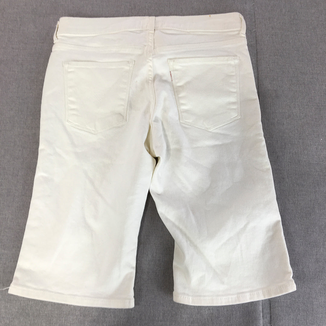 Levi's Womens Knee Length Shorts Size 26 White Denim Slim Fit