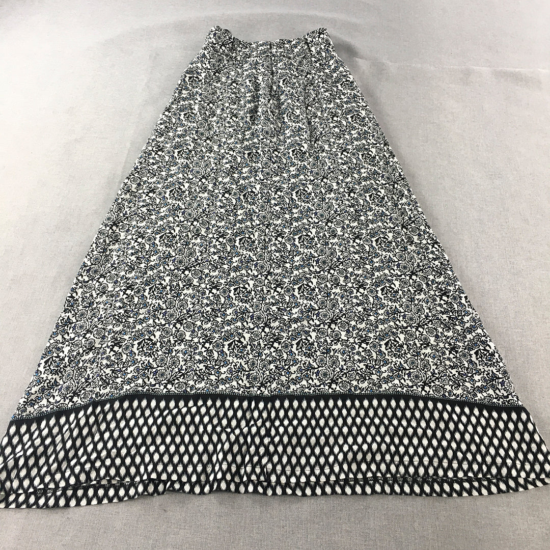 Portmans Womens Maxi Skirt Size 6 White Black Floral