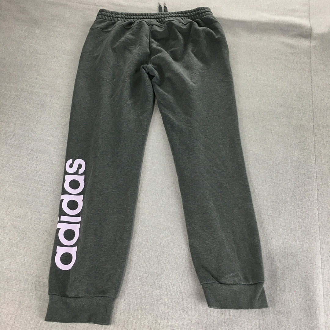 Adidas Mens Tracksuit Pants Size L Grey Drawstring Pockets Jogger