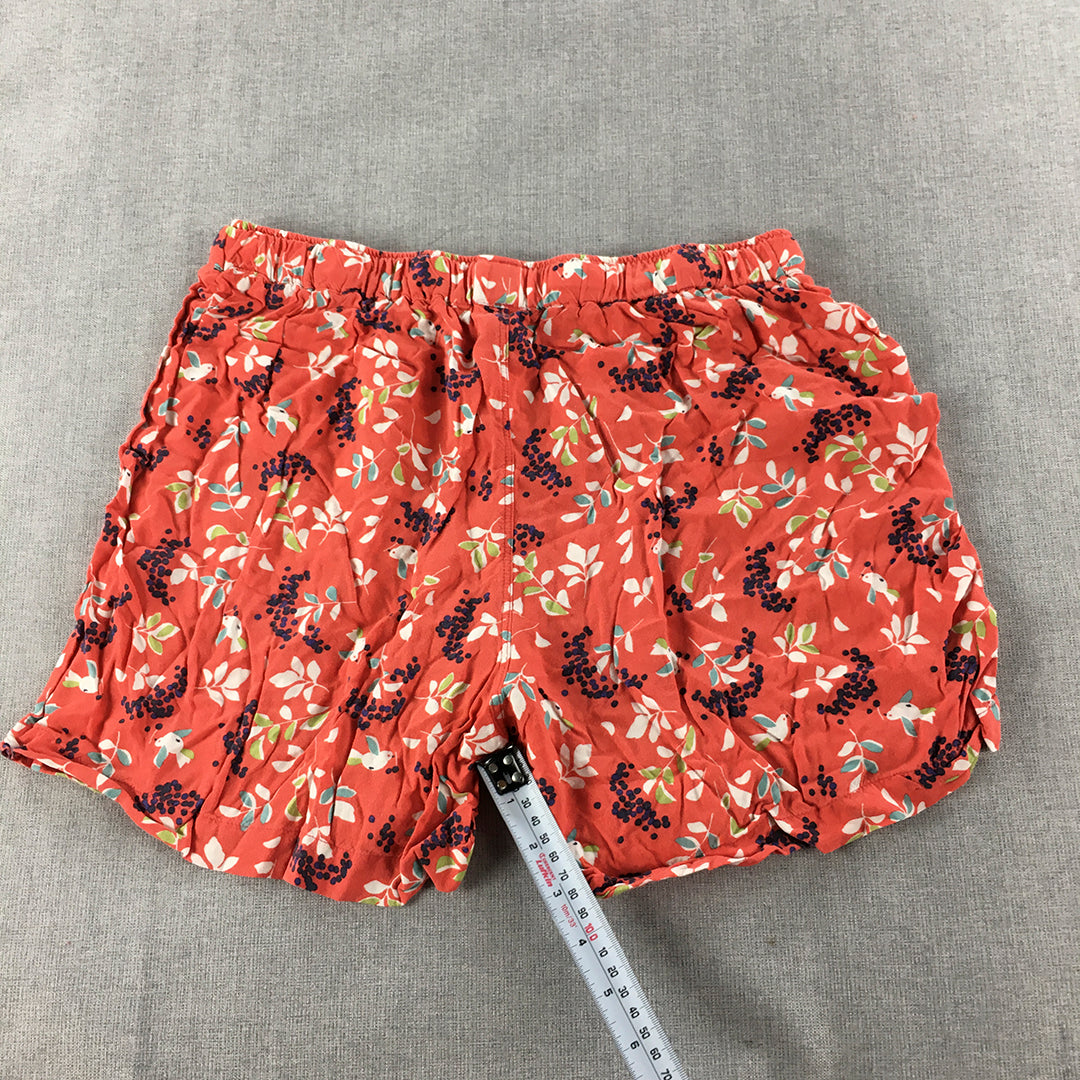 Uniqlo Womens Shorts Size L Red Floral Drawstring Elastic Waist