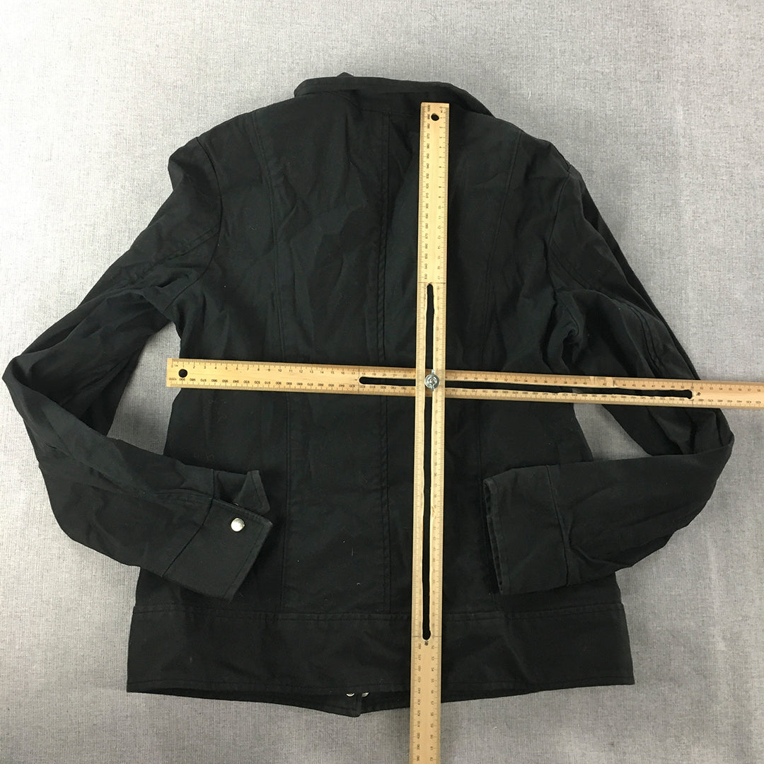 Giordano Khakis Womens Jacket Size M Black Zip-Up Pockets Coat