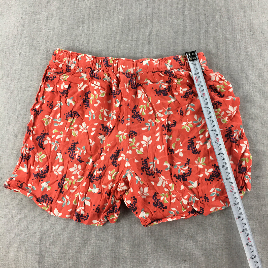 Uniqlo Womens Shorts Size L Red Floral Drawstring Elastic Waist