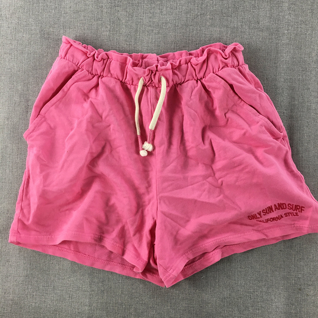 Zara Kids Girls Shorts Size 10 Pink Elastic Waist Pockets Drawstring