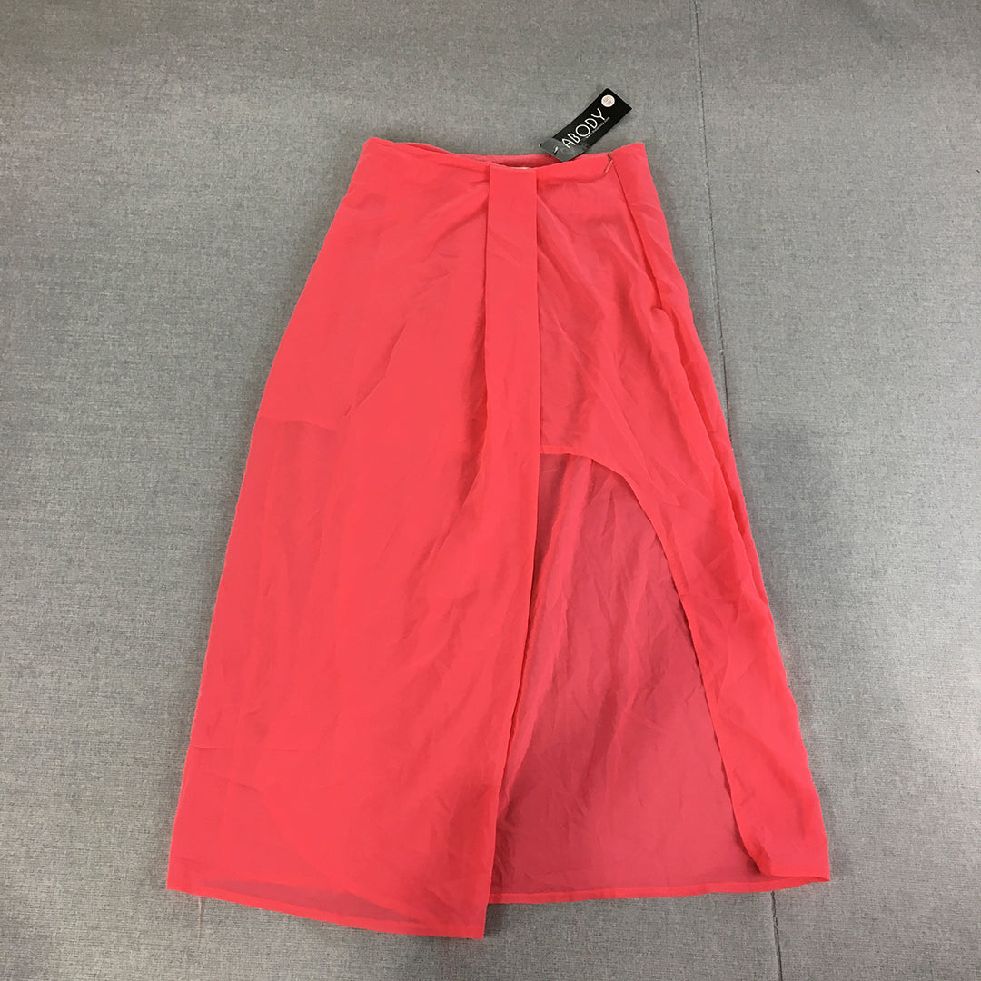 NEW Baluoke Womens A-Line Maxi Skirt Size S Coral Pink Slit