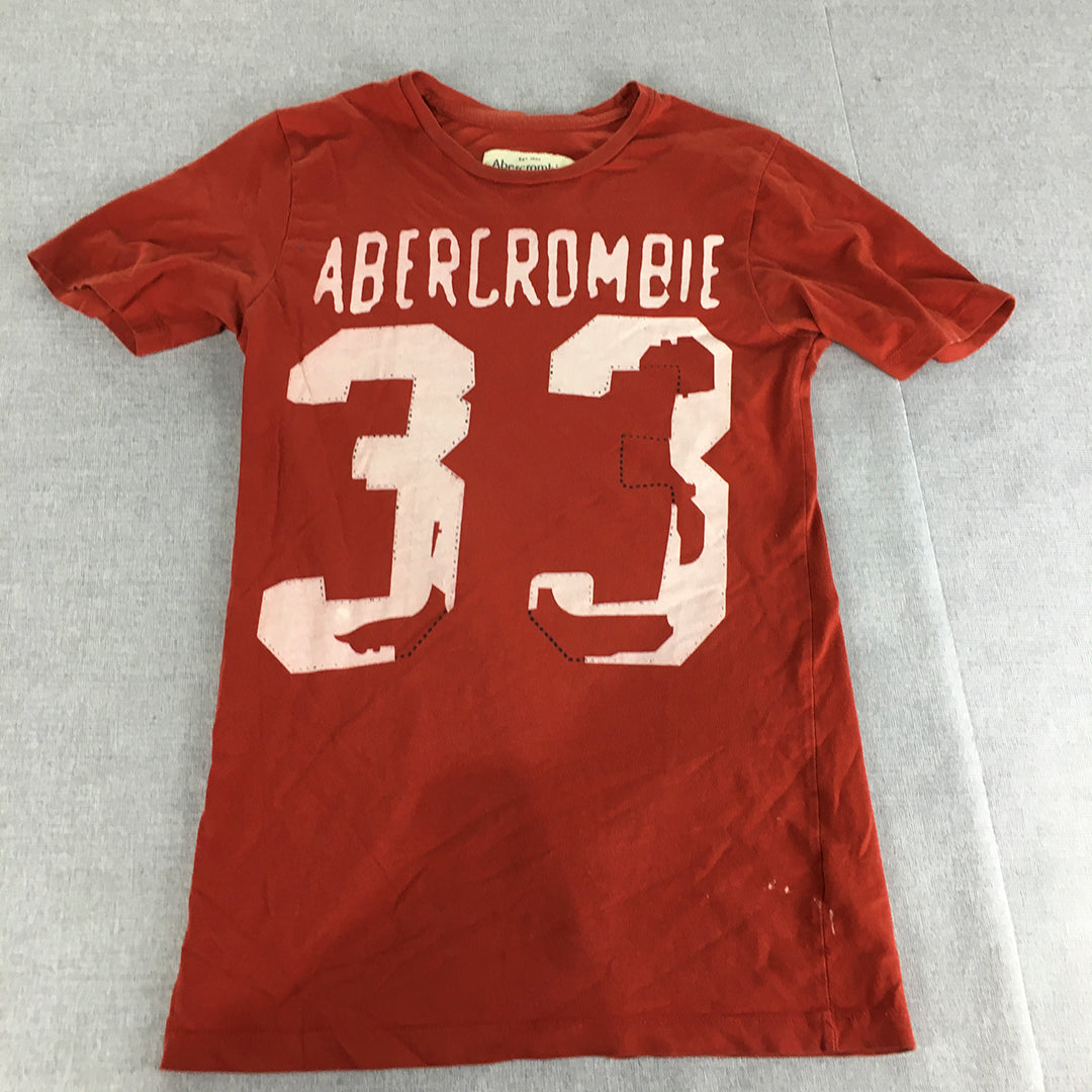 Abercrombie & Fitch Womens T-Shirt Size S Red Big Logo Short Sleeve Top