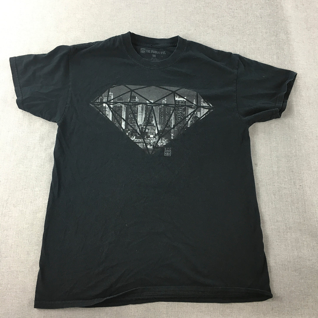 The Public Eye Mens T-Shirt Size M Black Diamond City Short Sleeve Made In USA