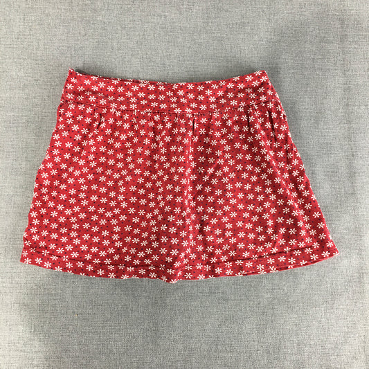 Faded Glory Womens Skort Size 6 Red Floral Mini Skirt Shorts