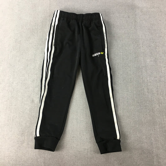 Adidas Kids Boys Tracksuit Pants Size 5 - 6 Years Black Logo Elastic Waist