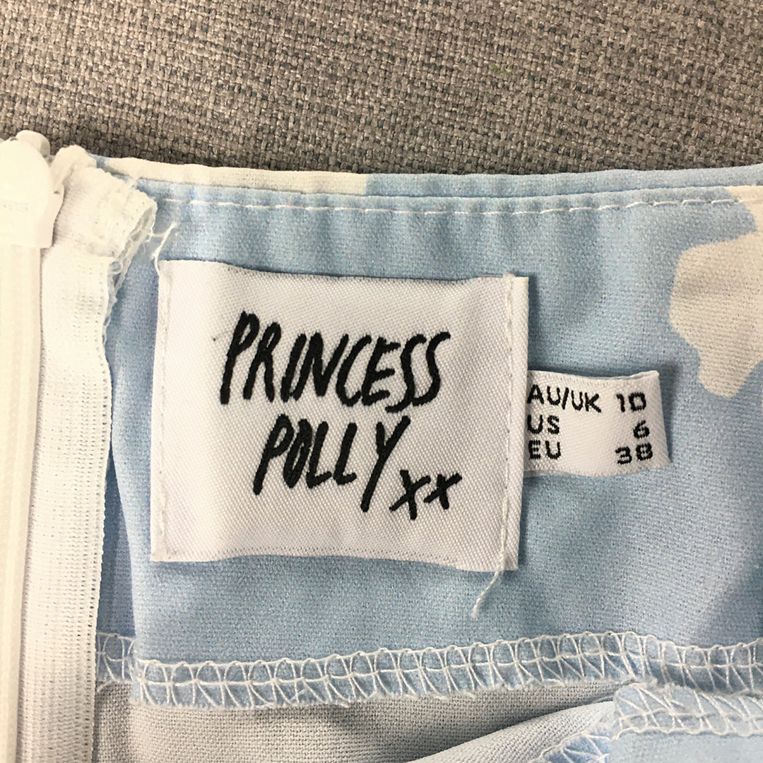 Princess Polly Womens Mini Skirt Size 10 Blue Floral A-Line