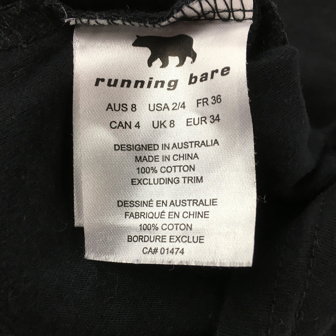 Running Bare Womens Tank Top Size 8 Black Sleeveless Singlet Shirt