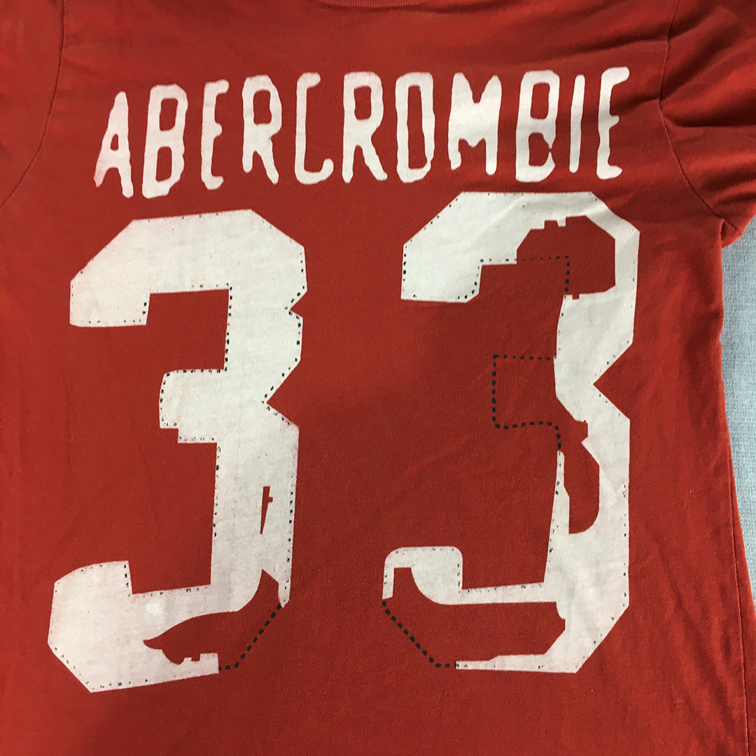 Abercrombie & Fitch Womens T-Shirt Size S Red Big Logo Short Sleeve Top