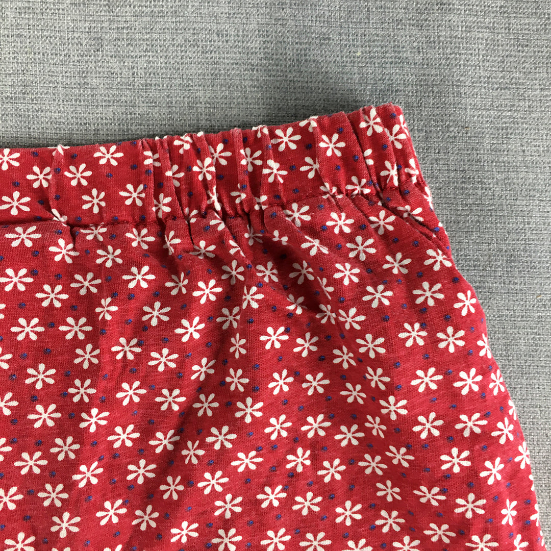 Faded Glory Womens Skort Size 6 Red Floral Mini Skirt Shorts