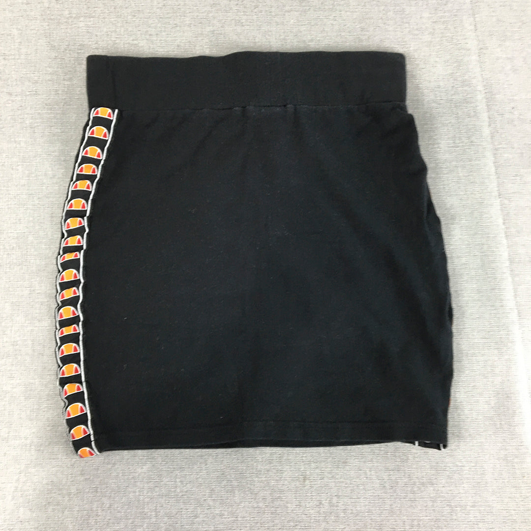 Ellesse Womens Mini Skirt Size 8 Black Logo Taping Elastic Waist