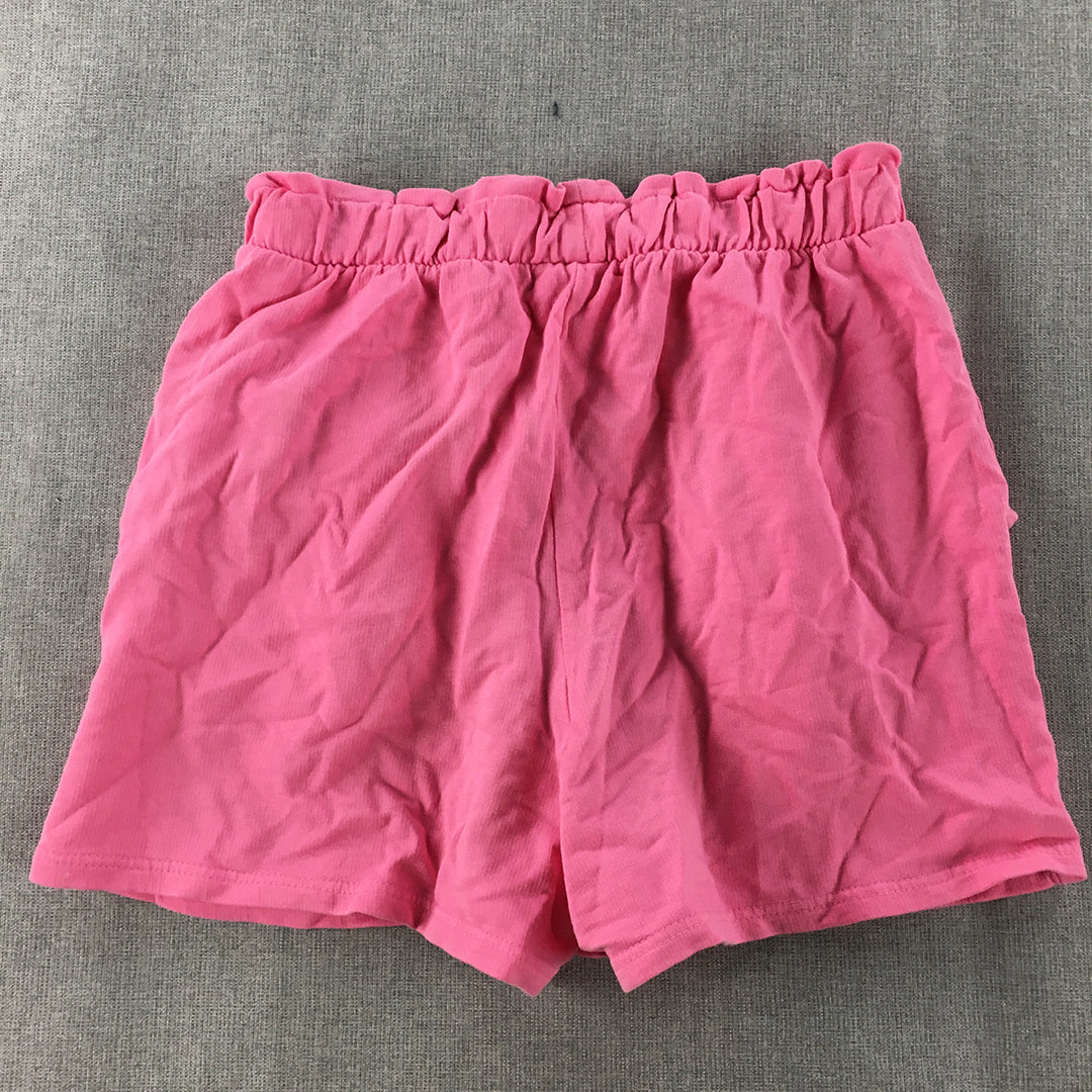 Zara Kids Girls Shorts Size 10 Pink Elastic Waist Pockets Drawstring