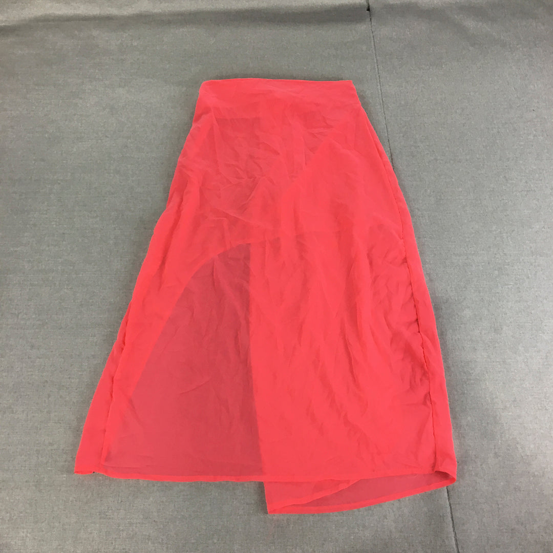 NEW Baluoke Womens A-Line Maxi Skirt Size S Coral Pink Slit