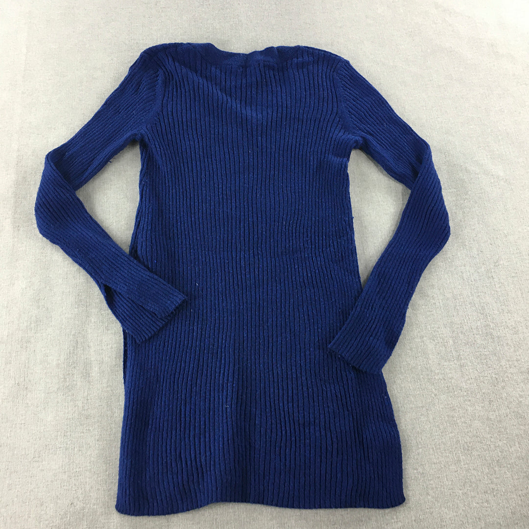 H&M Alpaca Blend Knit Sweater Womens Size S Blue V-Neck Pullover Jumper