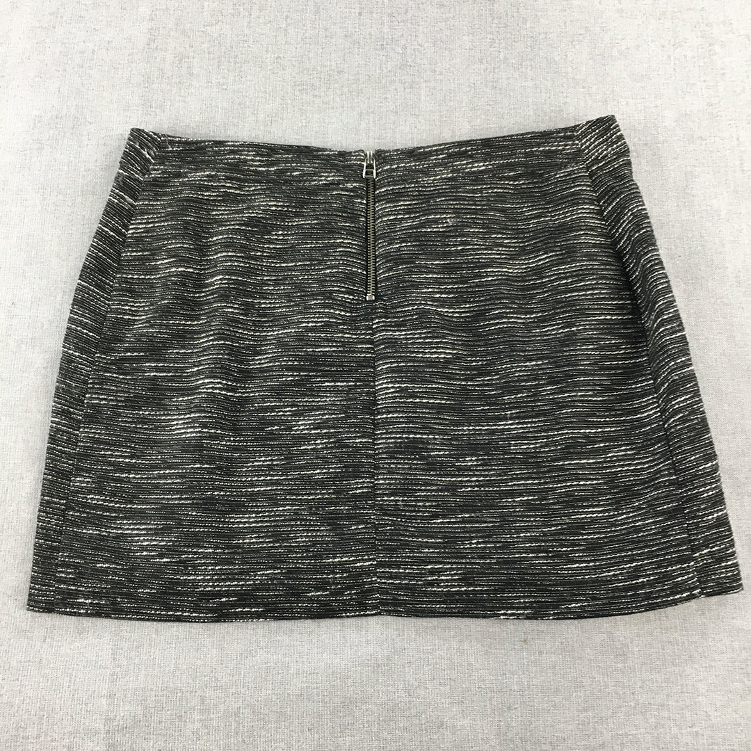 Witchery Womens Mini Skirt Size 12 Black Striped Zips