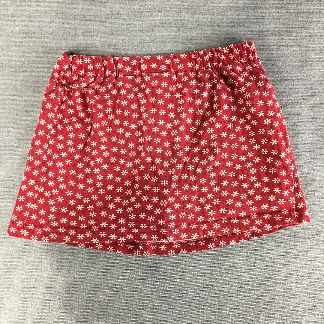 Faded Glory Womens Skort Size 6 Red Floral Mini Skirt Shorts