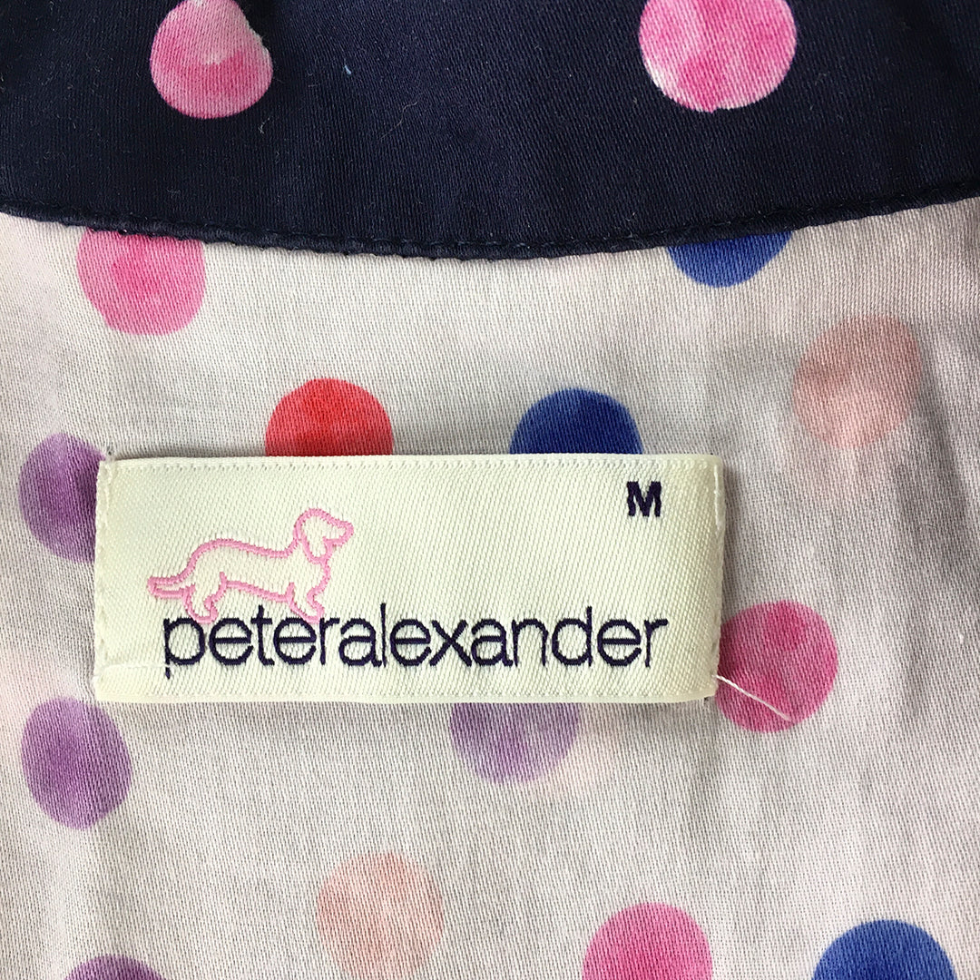 Peter Alexander Womens Sleep Shirt Size M Navy Blue Polka Dot Pajama Button