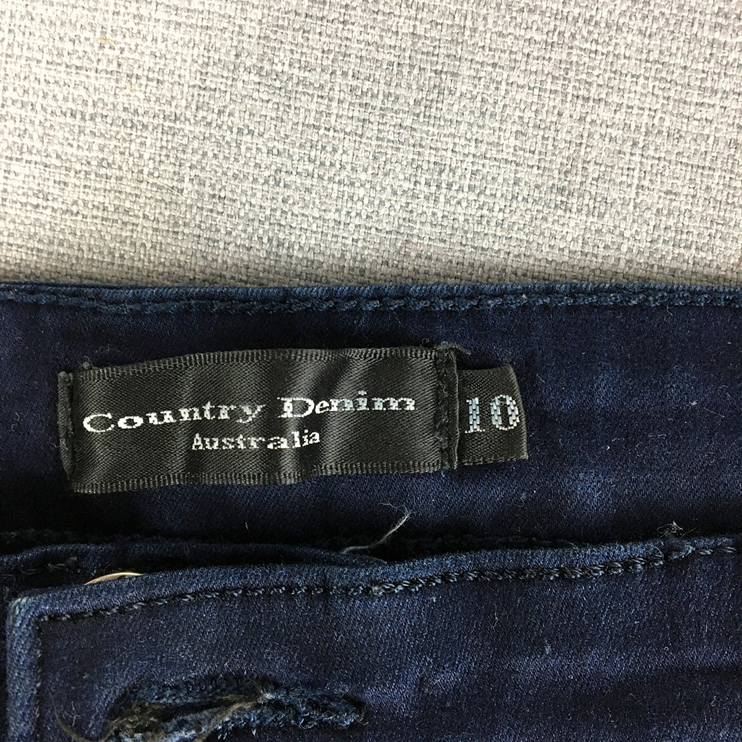 Country Denim Womens Skinny Jeans Size 10 Blue Dark Wash Stretch Denim