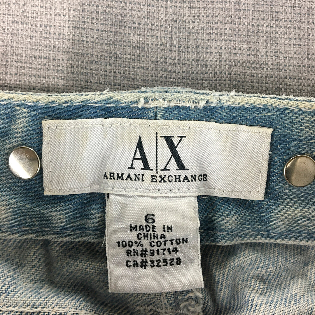 Armani Exchange Womens Denim Mini Skirt Size 6 Light Blue Pockets