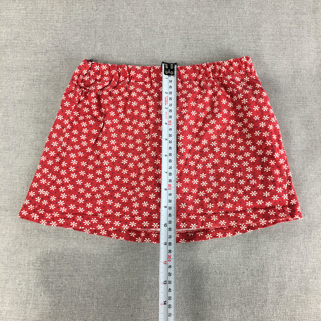 Faded Glory Womens Skort Size 6 Red Floral Mini Skirt Shorts