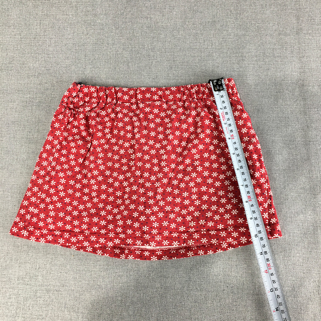 Faded Glory Womens Skort Size 6 Red Floral Mini Skirt Shorts