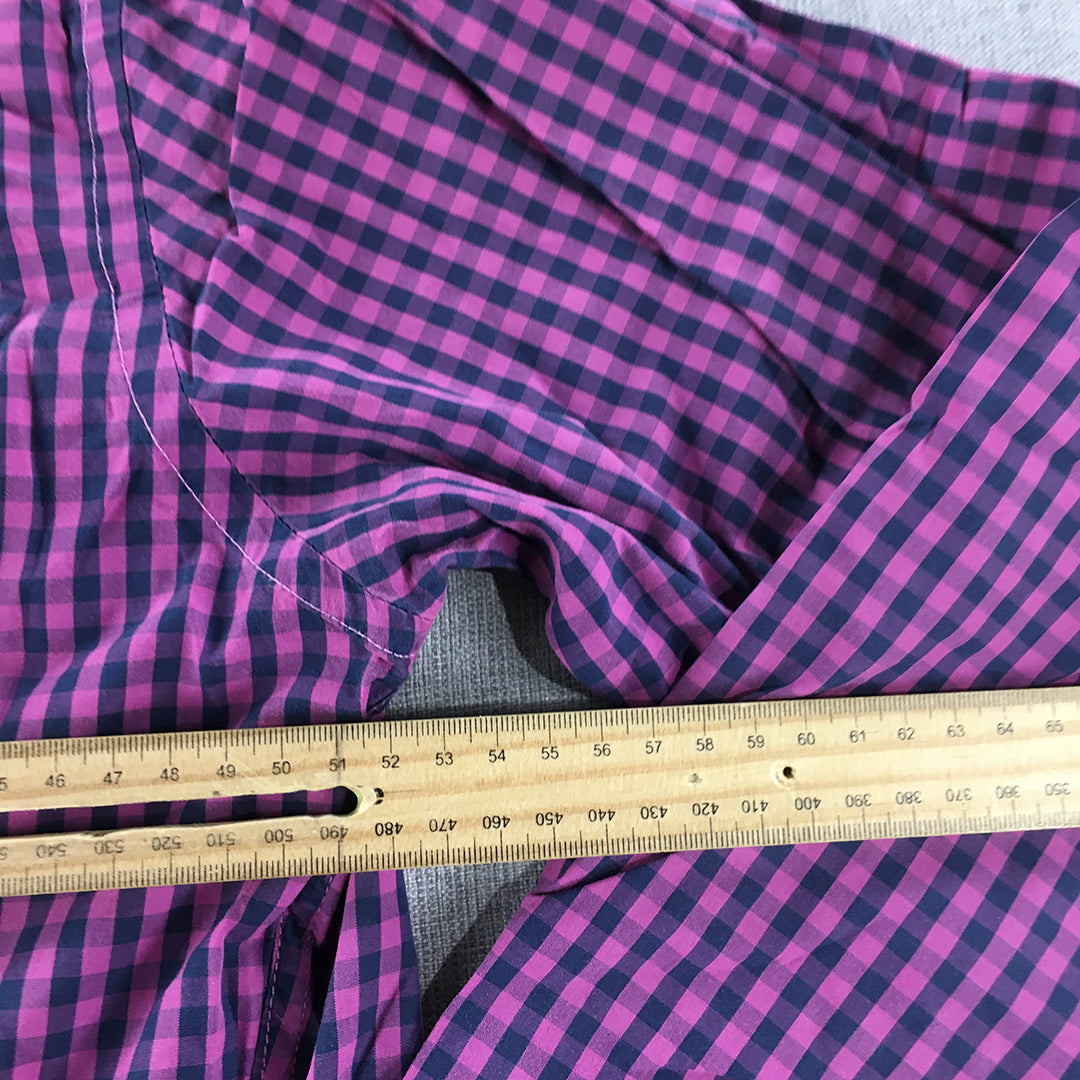 Banana Republic Mens Shirt Size M Pink Purple Checkered Button-Up