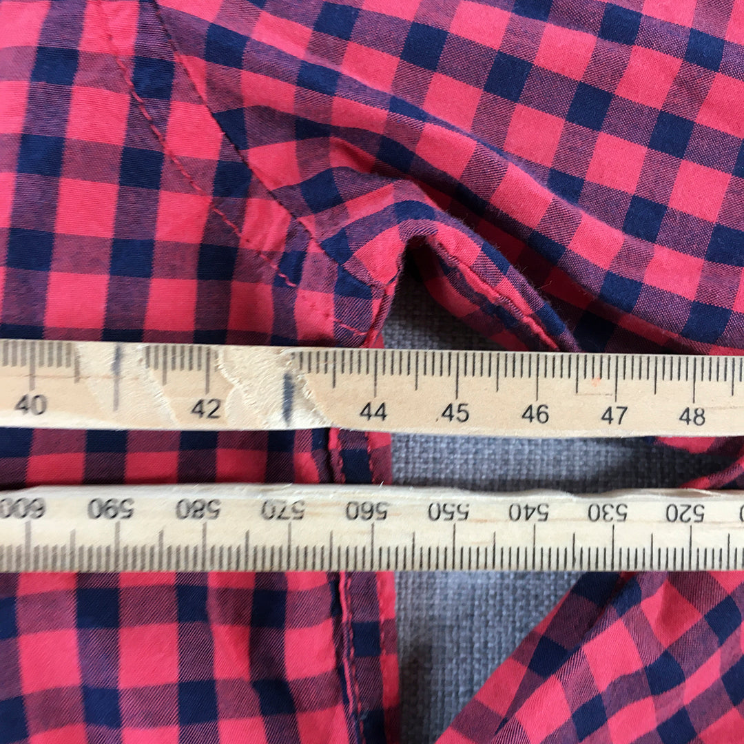 H&M Kids Boys Shirt Size 12 - 13 Years Red Checkered Long Sleeve Button-Up