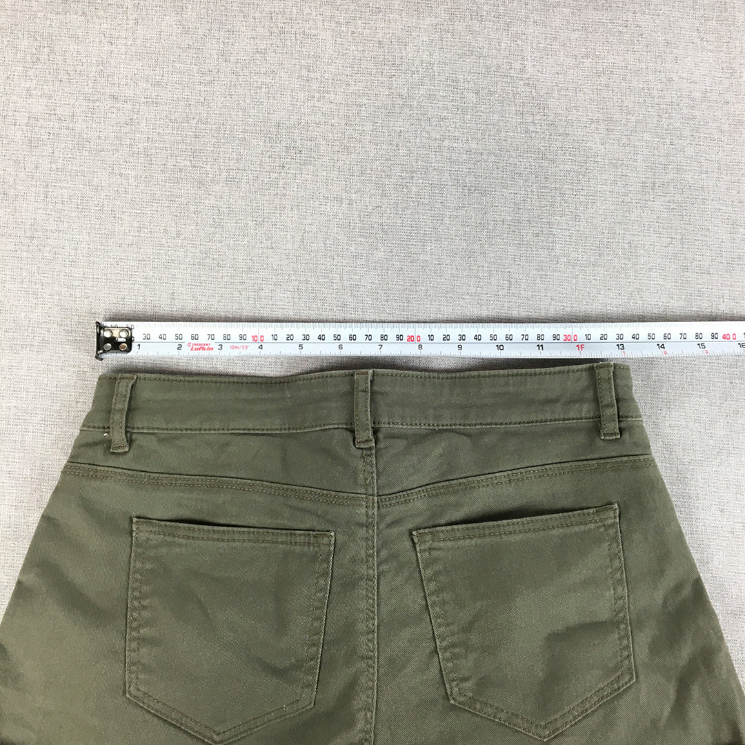 H&M Womens Denim Shorts Size 4 US (8 AU) Khaki Green Pockets