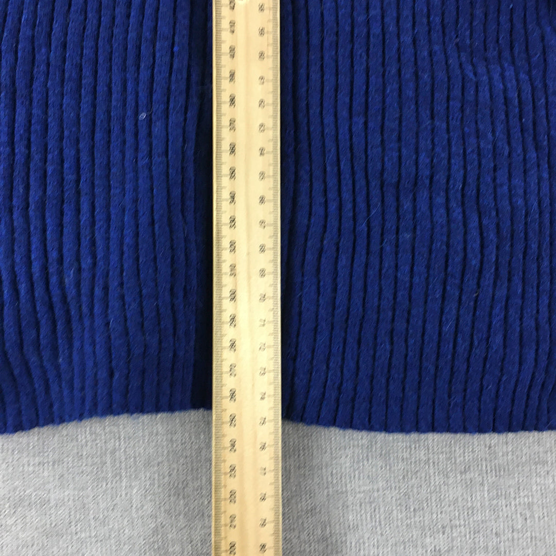 H&M Alpaca Blend Knit Sweater Womens Size S Blue V-Neck Pullover Jumper