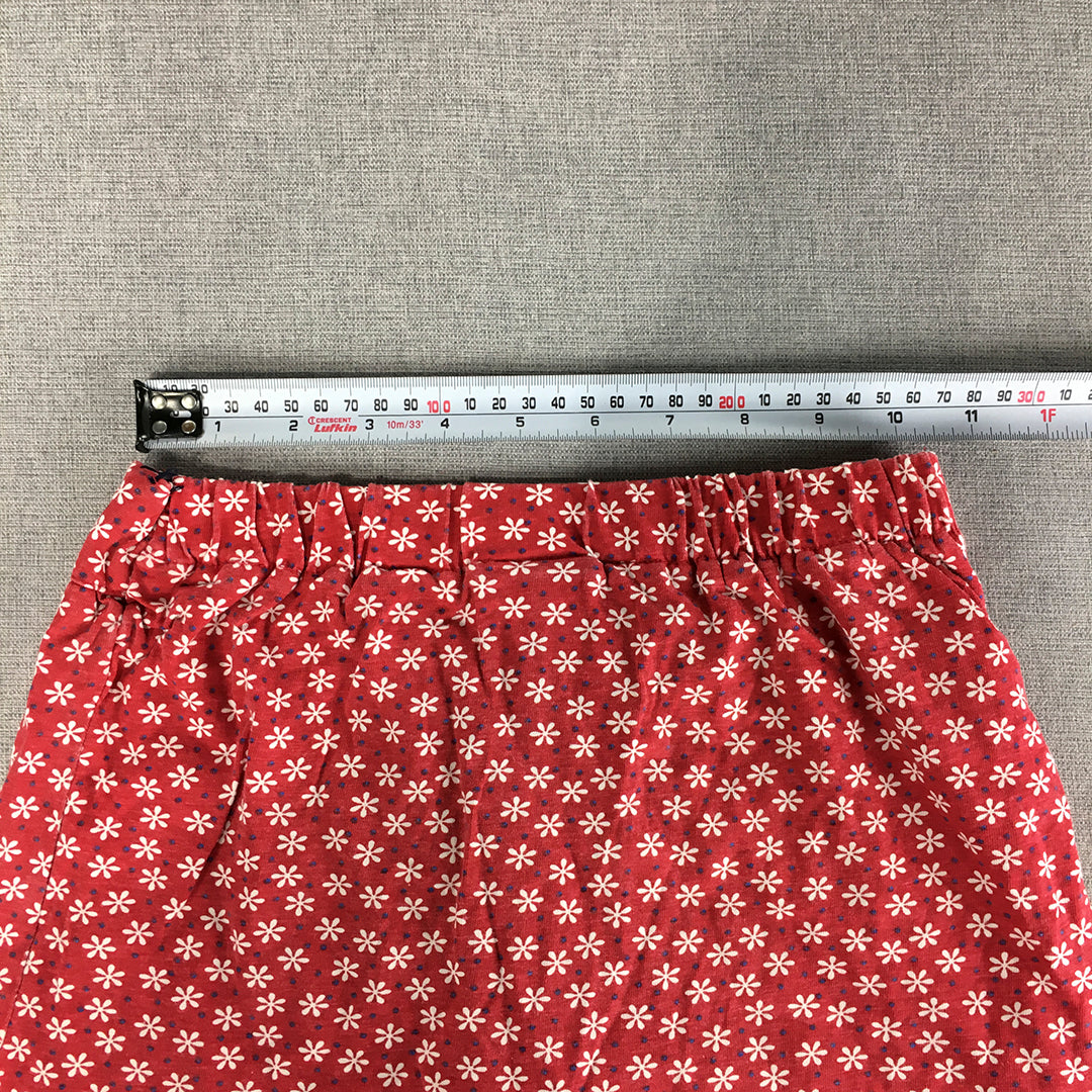 Faded Glory Womens Skort Size 6 Red Floral Mini Skirt Shorts