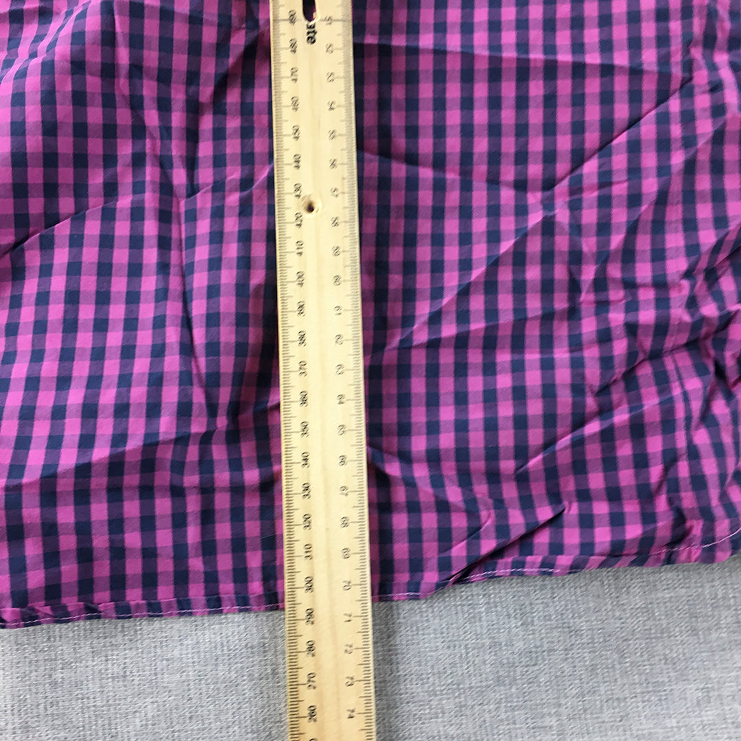 Banana Republic Mens Shirt Size M Pink Purple Checkered Button-Up