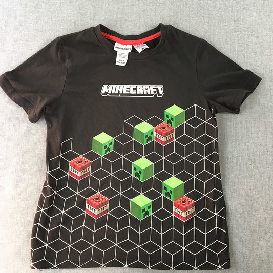 Minecraft Kids Boys T-Shirt Size 10 Black Creeper TNT Short Sleeve Top