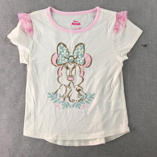 Disney Junior Minnie Mouse Kids Girls T-Shirt Size 7 White Short Sleeve Top