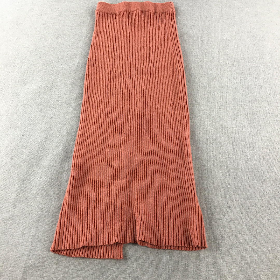 Whyte Valentyne Womens Maxi Skirt Size S/M Red Stretch Knit Elastic Waist