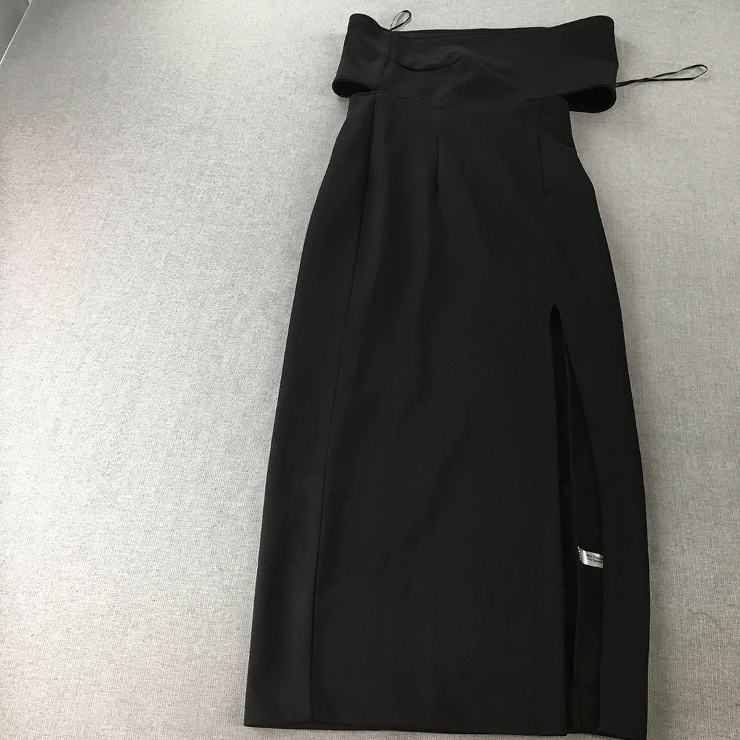 NEW Maurie And Eve Womens Genesis Dress Size 8 Black Bodycon Midi $179 RRP